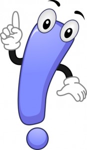 Illustration of a Mascot Exclamation Point with finger pointing up